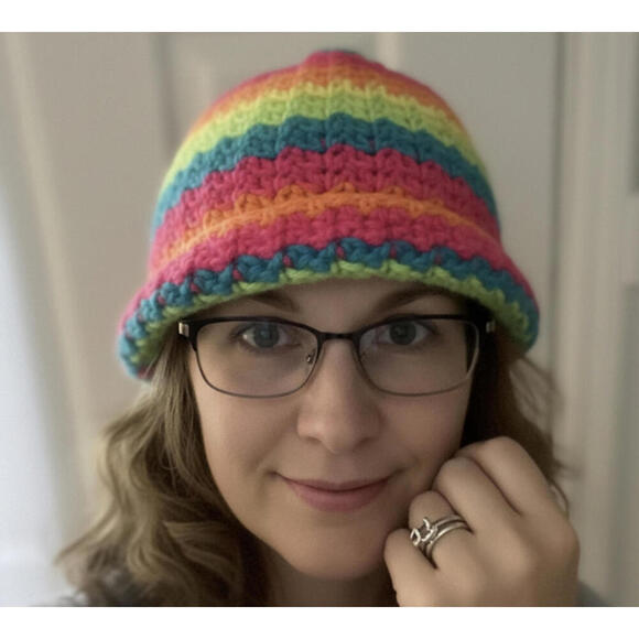 Hand Crochet Multicolor Beanie Hat - Picture 1 of 6